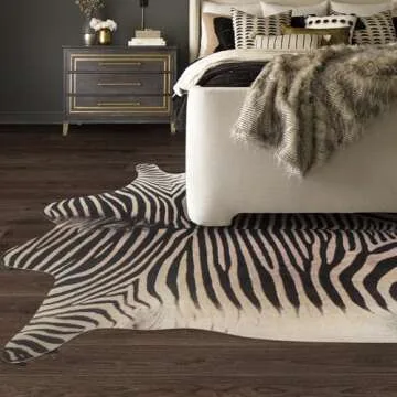 Guyekobe Large Zebra Rug10x8 ft Area Rugs Luxurious Zebra Print Rug Funky Area Rugs for Bedroom Living Room Dining Room Low Pile Animal Rug Non-Slip