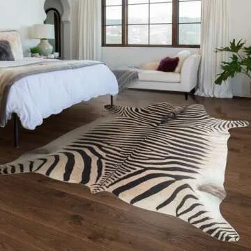 Guyekobe Large Zebra Rug10x8 ft Area Rugs Luxurious Zebra Print Rug Funky Area Rugs for Bedroom Living Room Dining Room Low Pile Animal Rug Non-Slip