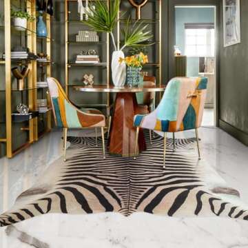 Guyekobe Large Zebra Rug10x8 ft Area Rugs Luxurious Zebra Print Rug Funky Area Rugs for Bedroom Living Room Dining Room Low Pile Animal Rug Non-Slip