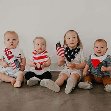 Parker Baby Co. 4th of July Bandana Drool (Pack of 4) Patriotic USA Baby Bibs for Boys, Girls, Unisex - Freedom Set