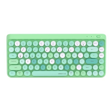 UBOTIE Portable Bluetooth Colorful Computer Keyboards, Wireless Mini Compact Retro Typewriter Flexib...