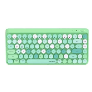 UBOTIE Portable Bluetooth Colorful Computer Keyboards, Wireless Mini Compact Retro Typewriter Flexib...