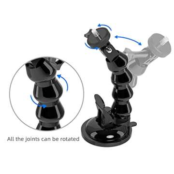 Flexible Gooseneck Extension Suction Cup Car Mount Holder with Phone Holder for Gopro Hero 13 Black, Hero 12/11/10/9/8/7 Black, DJI Osmo Action 4/3, iPhone, Samsung Galaxy, Google Pixel and More
