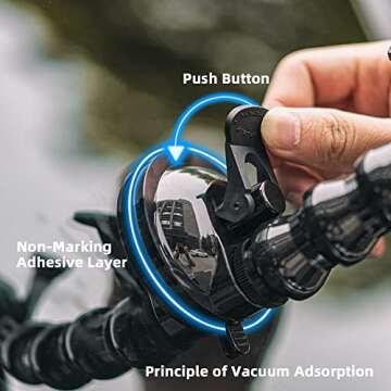 Flexible Gooseneck Extension Suction Cup Car Mount Holder with Phone Holder for Gopro Hero 13 Black, Hero 12/11/10/9/8/7 Black, DJI Osmo Action 4/3, iPhone, Samsung Galaxy, Google Pixel and More