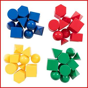 Edx Education Mini Geometric Solids - In Home Learning Toy for Early Math & Geometry - Set of 40 - Multicolored 3D Shapes - Math Manipulative For Kids