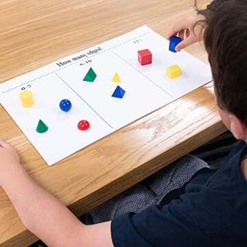 Edx Education Mini Geometric Solids - In Home Learning Toy for Early Math & Geometry - Set of 40 - Multicolored 3D Shapes - Math Manipulative For Kids