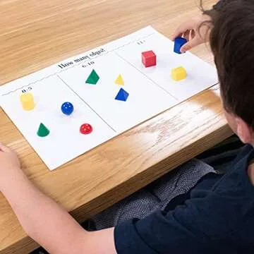 Edx Education Mini Geometric Solids - In Home Learning Toy for Early Math & Geometry - Set of 40 - Multicolored 3D Shapes - Math Manipulative For Kids