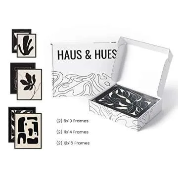 HAUS AND HUES Abstract Gallery Wall Art, Minimalist Mid Century Modern Wall Decor, Modern Art Wall Decor, Neutral Art (with Black Frame)