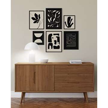 HAUS AND HUES Abstract Gallery Wall Art, Minimalist Mid Century Modern Wall Decor, Modern Art Wall Decor, Neutral Art (with Black Frame)