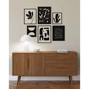 HAUS AND HUES Abstract Gallery Wall Art, Minimalist Mid Century Modern Wall Decor, Modern Art Wall Decor, Neutral Art (with Black Frame)