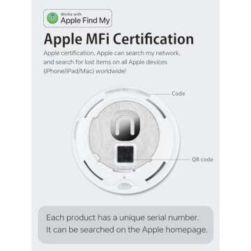 Luggage Tracker, Key Finder, Smart Bluetooth Tracker Pairs with Find My (iOS Only), Item Locator for...