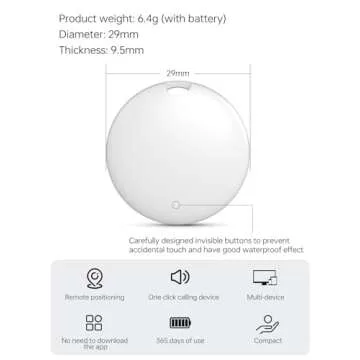 Luggage Tracker, Key Finder, Smart Bluetooth Tracker Pairs with Find My (iOS Only), Item Locator for Wallets, Keys，Louder Alert, Replaceable Battery (White)