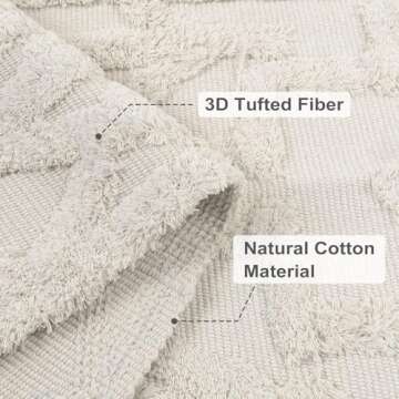 Uphome Boho Bathroom Rug 2' x 3', Washable Small Farmhouse Bedroom Rugs with Tassels, Beige Geometric Bath Mats for Home Decor, Cotton Woven Moroccan Tufted Throw Rug for Entryway Front Door Kitchen