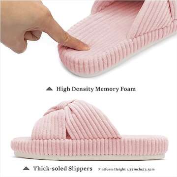 Chantomoo Slippers for Women Memory Foam House Bedroom Corduroy Bow Crossbands Slide Slipper Shoes Comfy Trendy Gift Slippers Pink Size7 8 6.5