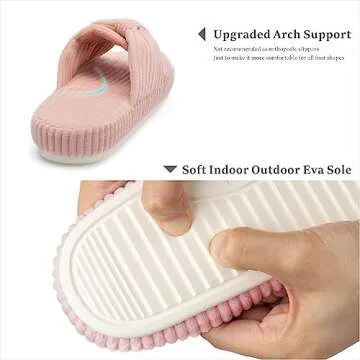 Chantomoo Slippers for Women Memory Foam House Bedroom Corduroy Bow Crossbands Slide Slipper Shoes Comfy Trendy Gift Slippers Pink Size7 8 6.5