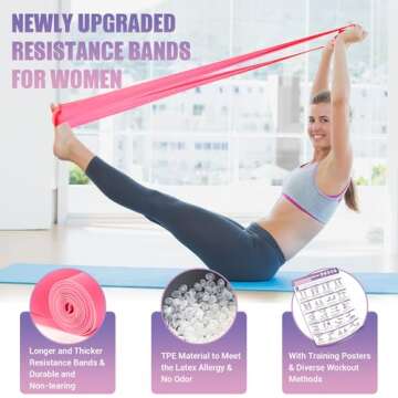 Resistance Bands for Physical Therapy Women - 5.9FT Elastic Bands for Strength Training & Fitness