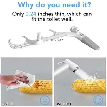 DEANIC 2-in-1 Bidet Attachment with Handheld Bath Bidet Sprayer, Ultra-Slim Adjustable Water Pressure Nozzle, Cold Water Non Electric Hand Sprayer for Toilet Seat (White)