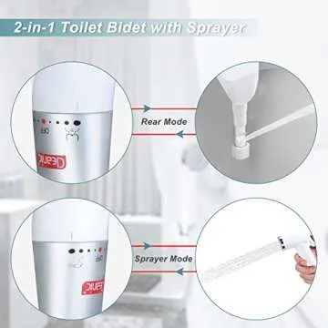 DEANIC 2-in-1 Bidet Attachment with Handheld Bath Bidet Sprayer, Ultra-Slim Adjustable Water Pressure Nozzle, Cold Water Non Electric Hand Sprayer for Toilet Seat (White)