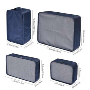 JJ POWER Travel Packing Cubes, Luggage Organizers with Shoe Bag (Navy Blue)