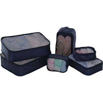 JJ POWER Travel Packing Cubes, Luggage Organizers with Shoe Bag (Navy Blue)