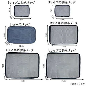 JJ POWER Travel Packing Cubes, Luggage Organizers with Shoe Bag (Navy Blue)