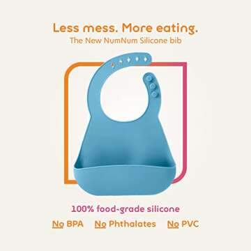 NumNum Waterproof Silicone Bib for Babies & Toddlers, Easy Clean & Adjustable Fit, Soft BPA-Free Sil...