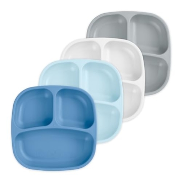 Re-Play 4 Pack Kids Divided Plates - BPA Free & Sustainable