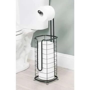 mDesign Free Standing Toilet Paper Holder with Storage