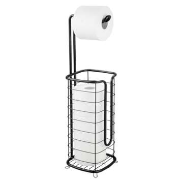mDesign Free Standing Toilet Paper Holder with Storage