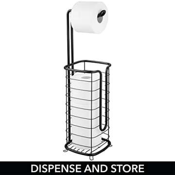 mDesign Free Standing Toilet Paper Holder with Storage