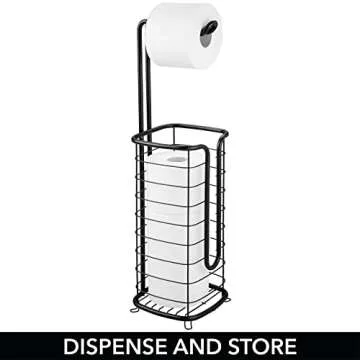mDesign Free Standing Toilet Paper Holder with Storage