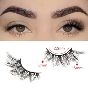 FARRED Half Eyelashes Natural False Lashes Wispy Cat Eye Strips Eyelash 14 Pairs Faux Mink Strip Eye...