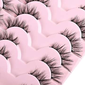 FARRED Half Eyelashes Natural False Lashes Wispy Cat Eye Strips Eyelash 14 Pairs Faux Mink Strip Eye Lashes Pack for Daily Makeup (F20 | 8-15 mm)