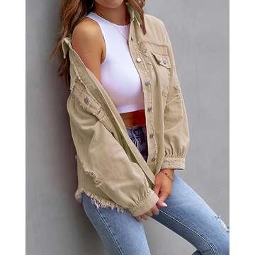 Stylish Giallino Khaki Jean Jacket for Women