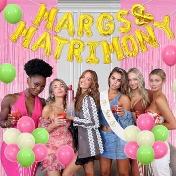 Balterever Margs and Matrimony Bachelorette Decoration Margs & Matrimony Balloon Banner Garland Margarita Lemon Ring Balloon Green for Margarita Bachelorette Party Wedding Mexican Fiesta Bridal Shower