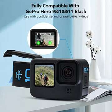 REYTRIC Hero 10 12 11 9 Batteries 2-Pack and 3-Channel Charger Compatible with GoPro Hero 11 12 Blac...