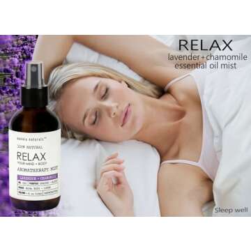 The Original Relax Lavender Sleep Aromatherapy Mist, All Natural Lavender Pillow Spray, Lavender & C...
