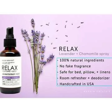 The Original Relax Lavender Sleep Aromatherapy Mist, All Natural Lavender Pillow Spray, Lavender & Chamomile Oils, Breath Easy to Sleep, Calming Lavender Room Spray, No Fragrance or Chemicals