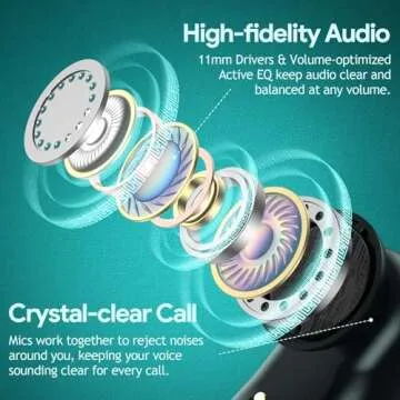 GOLREX Wireless Earbuds Bluetooth Headphones 80H Playtime Ear Buds with Wireless Charging Case & Dual LED Power Display Over-Ear Earphones with Earhooks for Sports Running Workout Black