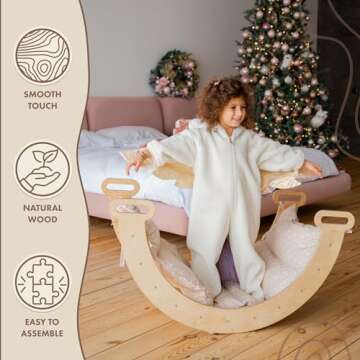 Montessori Wooden Climbing Arch for Toddlers 1-3 | Indoor Climbing Play Gym & Rocker | Safe & Fun Montessori Toys for Active Kids