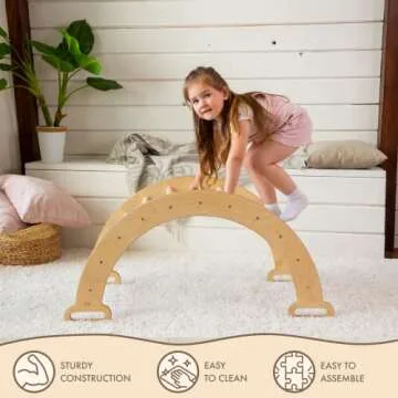 Montessori Wooden Climbing Arch for Toddlers 1-3 | Indoor Climbing Play Gym & Rocker | Safe & Fun Montessori Toys for Active Kids