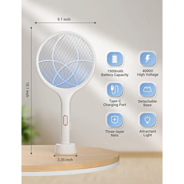 YISSVIC Rechargeable Electric Fly Swatter & Bug Zapper