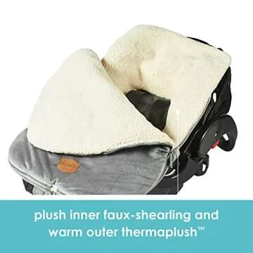 JJ Cole Bundle Me Winter Baby Car Seat Cover and Bunting Bag — Original — Graphite Gray — Sherpa Lined Baby Carrier Cover — Winter Baby Essentials