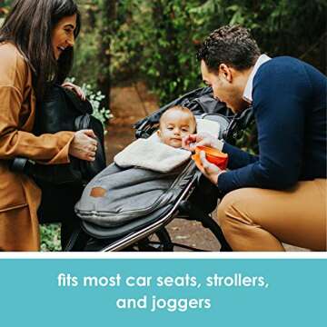 JJ Cole Bundle Me Winter Baby Car Seat Cover and Bunting Bag — Original — Graphite Gray — Sherpa Lined Baby Carrier Cover — Winter Baby Essentials