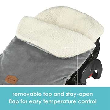 JJ Cole Bundle Me Winter Baby Car Seat Cover and Bunting Bag — Original — Graphite Gray — Sherpa Lined Baby Carrier Cover — Winter Baby Essentials