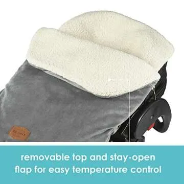 JJ Cole Bundle Me Winter Baby Car Seat Cover and Bunting Bag — Original — Graphite Gray — Sherpa Lined Baby Carrier Cover — Winter Baby Essentials