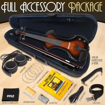 Pyle Full Size Electric Violin with Amplifier and Accessories