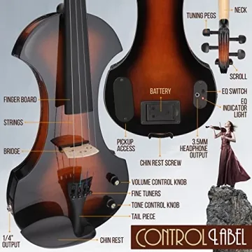 Pyle Full Size Electric Violin with Amplifier and Accessories