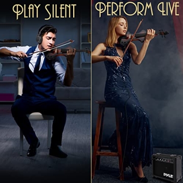 Pyle Full Size Electric Violin with Amplifier and Accessories