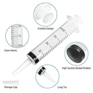 20 Pack 20ml Plastic Syringes for Measuring and Dispensing